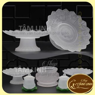 Đĩa trái cây thờ cúng lưu ly trắng - nhiều sise
