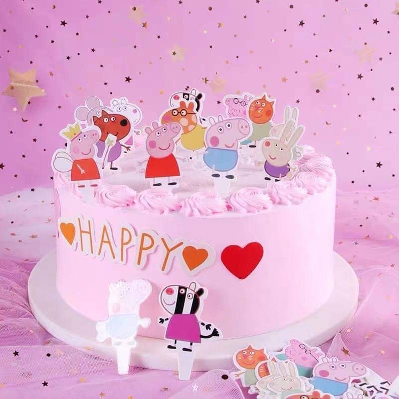 Bộ thẻ cắm trang trí bánh, thẻ cắm Gia đình heo peppa