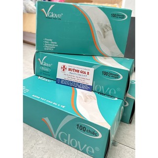 Hộp 50 đôi găng tay trắng y tế Vglove có bột TRẮNG Size S , M CHÍNH HÃNG