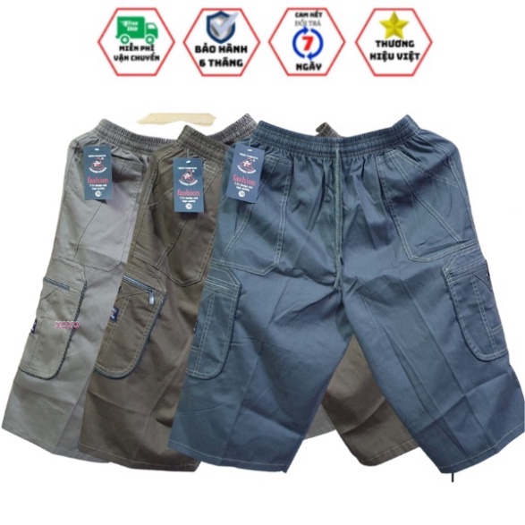 Quần short . Short Nam Kaki  Túi Hộp Lưng Thun Co Giãn From Rộng Thoải Mái Có Túi Khóa Kéo T&amp;T_store