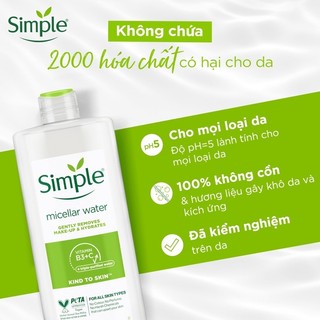 Nước tẩy trang Simple Micellar water 400ml
