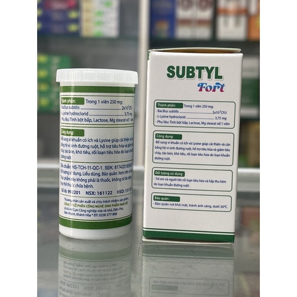 Subtyl Fort - 20 viên - bổ sung vi khuẩn có lợi cho đường ruột và Lysine