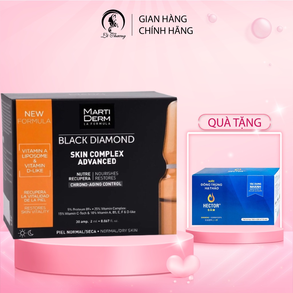 Ampoule chống oxy hoá, trẻ hóa, làm sáng da MartiDerm Black Diamond Skin Complex Advanced (30 x 2ml) 30 ống