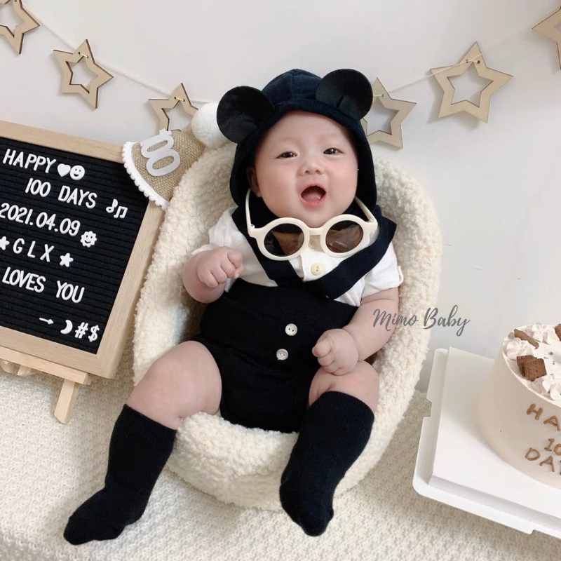 Quần sooc yếm, quần yếm đùi chất thun gân đáng yêu cho bé QA81 Mimo Baby