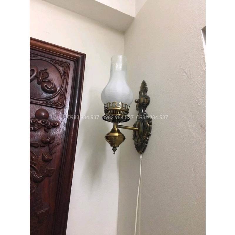 Đèn tường dầu-Đèn hình dầu trang trí phòng thờ-Đèn vách cầu thang-Tặng kèm bóng đèn tiết kiệm điện