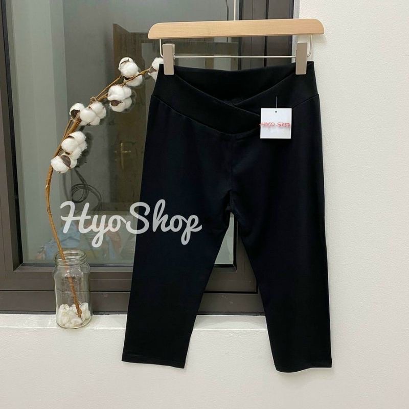 Legging bầu Cạp Chéo - chất bozip cotton mềm đẹp co dãn - ảnh thật - QL42