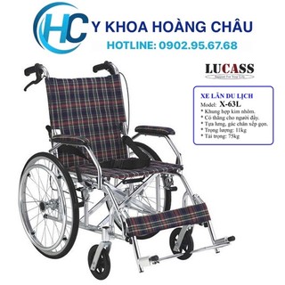 [CHÍNH HÃNG] Xe Lăn Tay Du Lịch Khung Nhôm Siêu Nhẹ, Có Thắng Lucass X-63(x63, X63L,X63A)(Tiêu Chuẩn Mỹ)