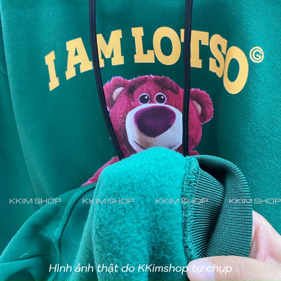 Áo Nỉ HOODIE I AM LOTSO GẤU, Áo hoodie unisex nam nữ form rộng oversize chất liệu Nỉ bông cao cấp KKIMSHOP
