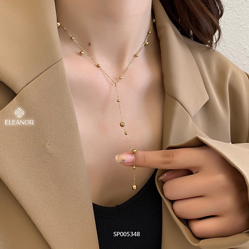 Dây chuyền nữ titan Eleanor Accessories thiết kế chuỗi bi vàng phụ kiện trang sức cá tính 5348