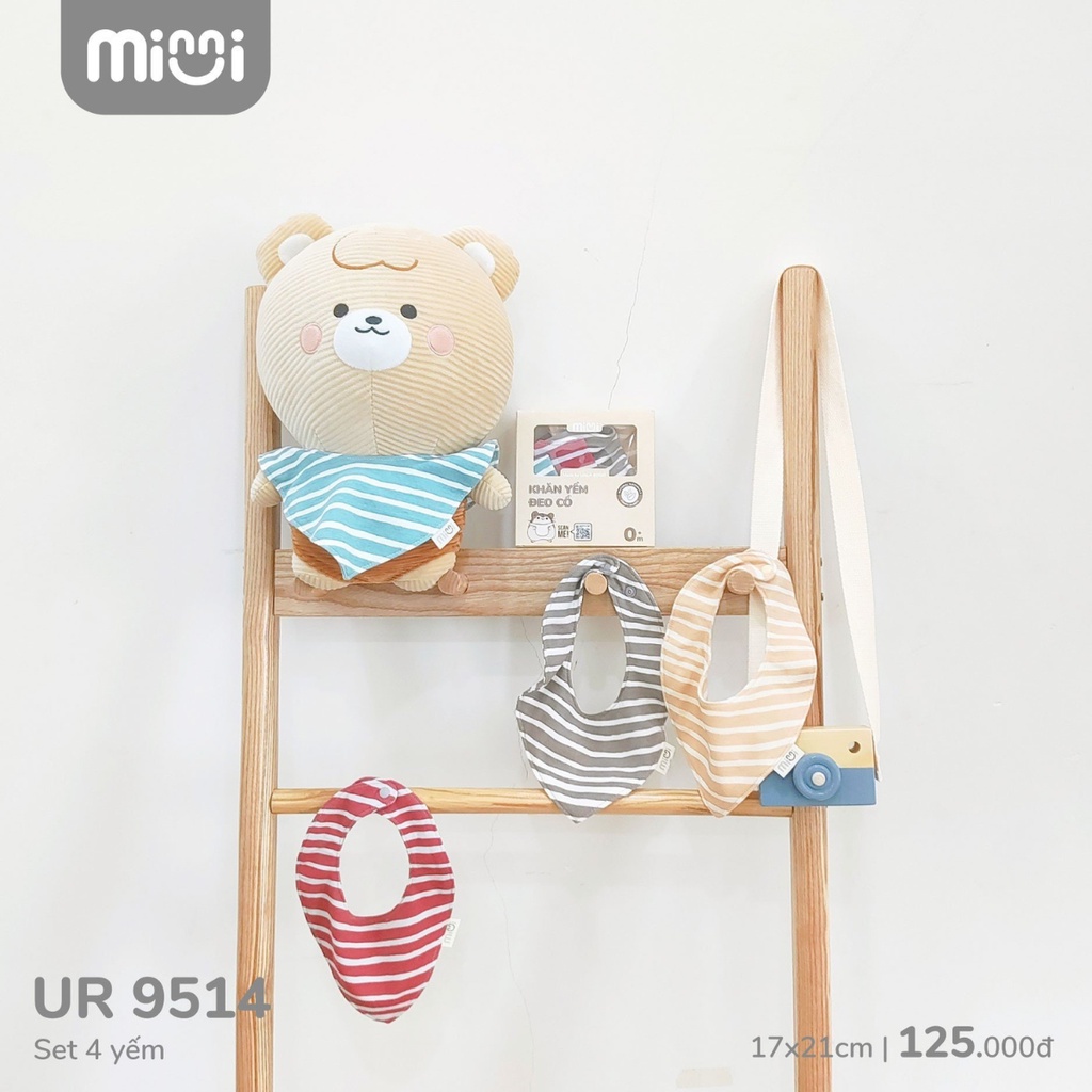 Yếm sơ sinh cho bé Ualarogo set 4 chiếc vải sợi tre BAMBOO mềm mịn thoáng khí co giãn cúc bấm 9514