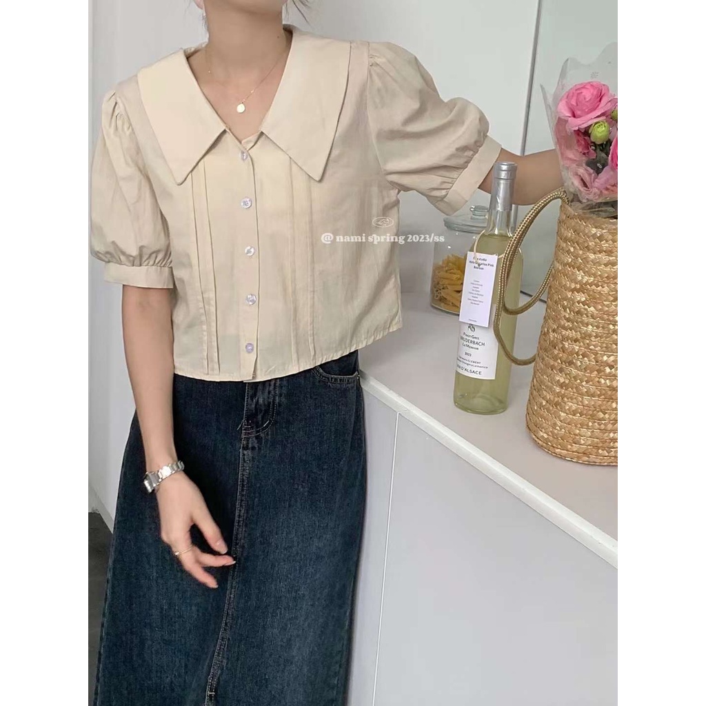 Áo kiểu cổ bèo nhọn freesize - Lyn's Closet