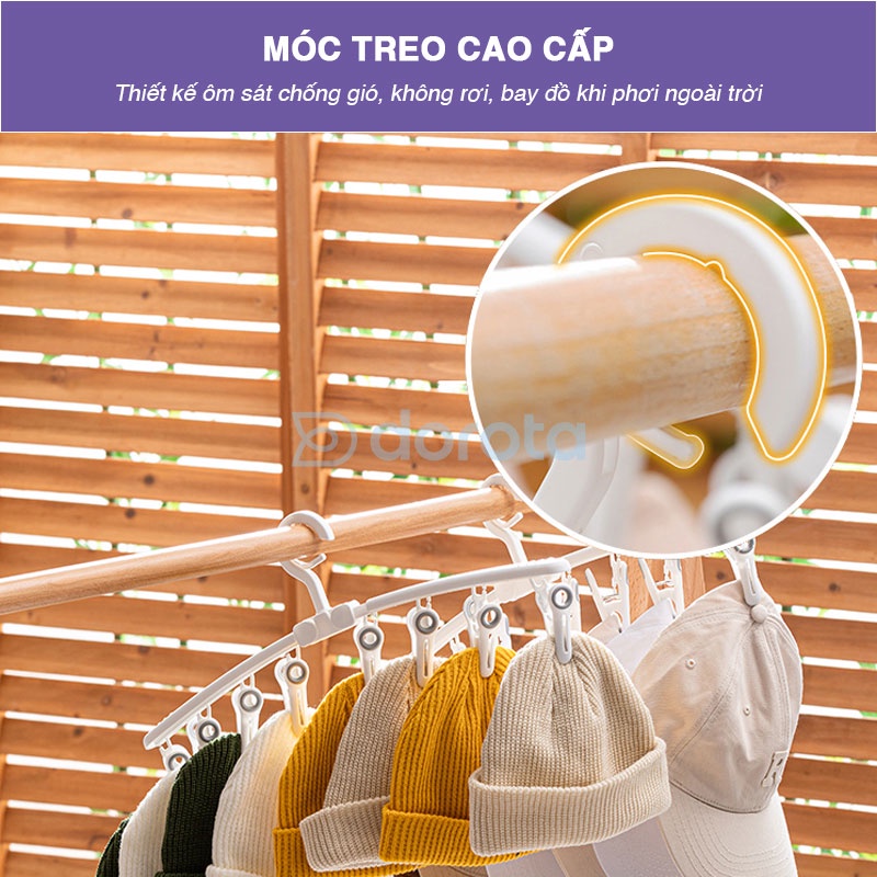 Móc kẹp mũ lưỡi trai tất vớ cao cao cấp DOROTA treo quần áo nón kết đồ lót đa năng gấp gọn AT736