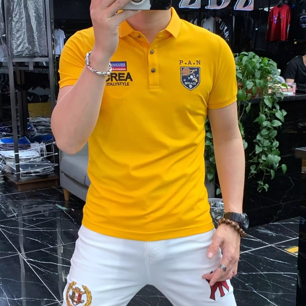 Áo thun POLO thêu chữ CREA  -PAN thiết kế vải cá sấu cotton cao cấp ngắn tay cực trẻ trung sang trọng