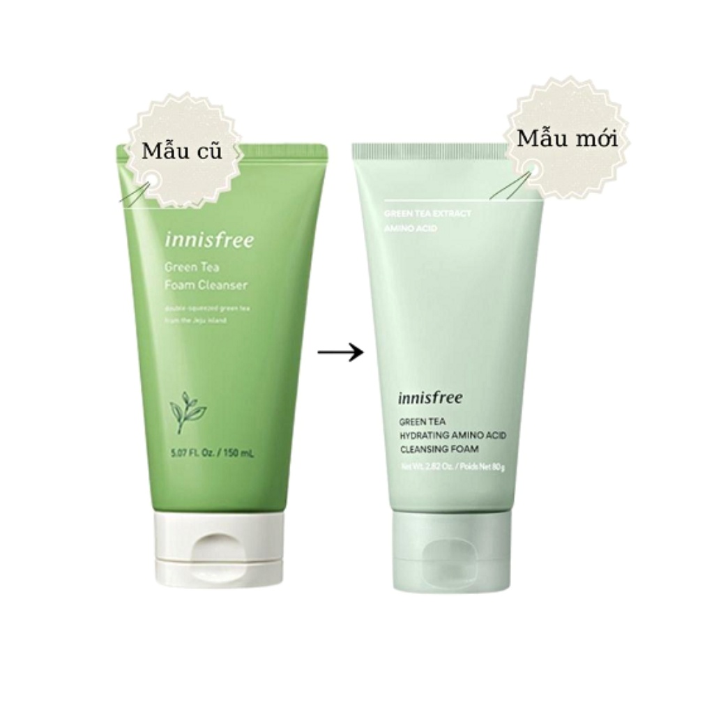 Sữa Rửa Mặt Trà Xanh Innisfree Green Tea Foam Cleanser 150ml Hàn Quốc Giúp Làm Sạch, Kiểm Soát Nhờn Hiệu Quả