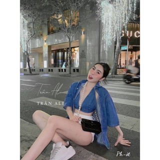 Set áo sơ mi jeans prada kèm bra