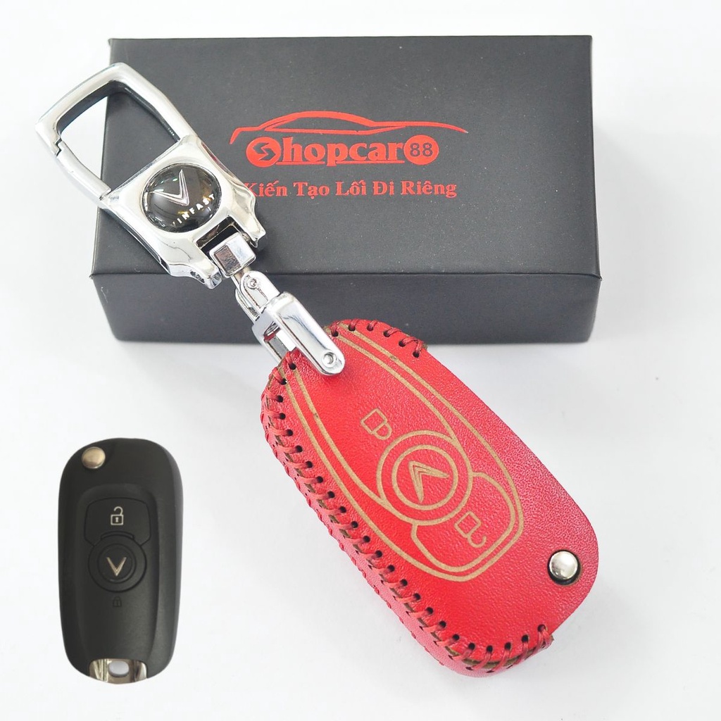 Bao Da chìa khoá xe Vinfast Fadil. chìa cơ chuôi gập. Da Bò chuẩn mẫu