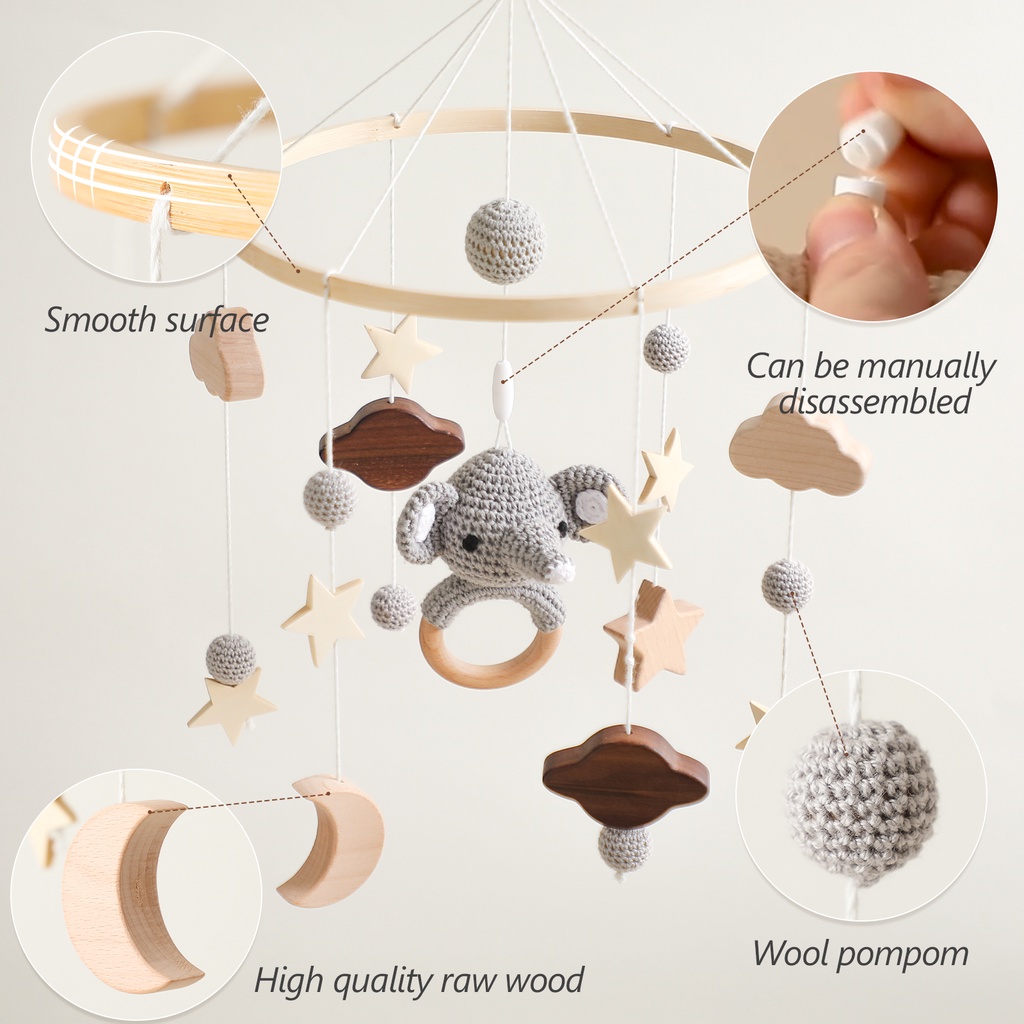 Đồ Chơi Chuông Treo Hình Ngôi Sao / Động Vật Đan Móc Đa Năng Cho Bé 0-12 Tuổi