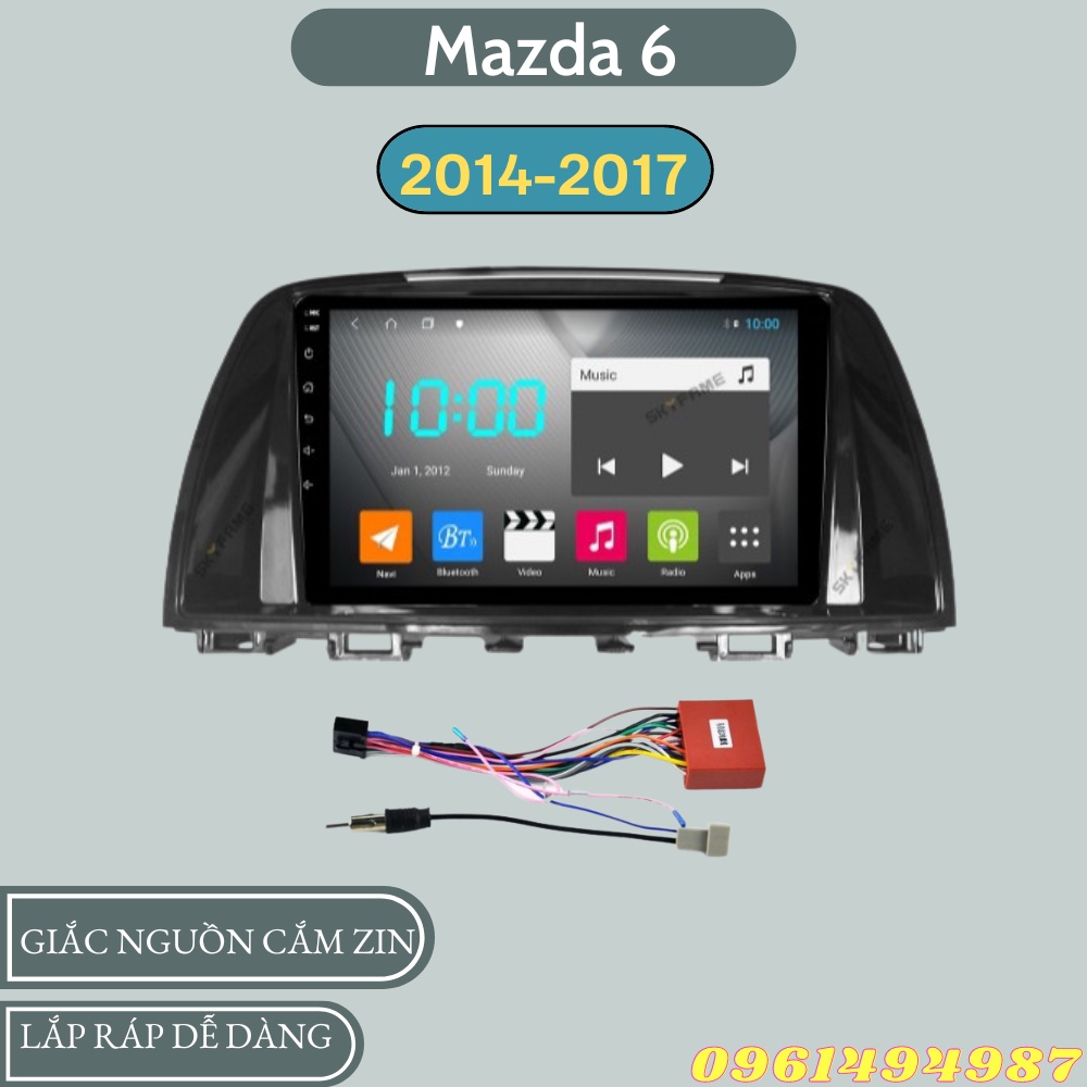 Mặt dưỡng 9 inch Mazda 6 kèm dây nguồn cắm zin theo xe dùng cho màn hình DVD android 9 inch