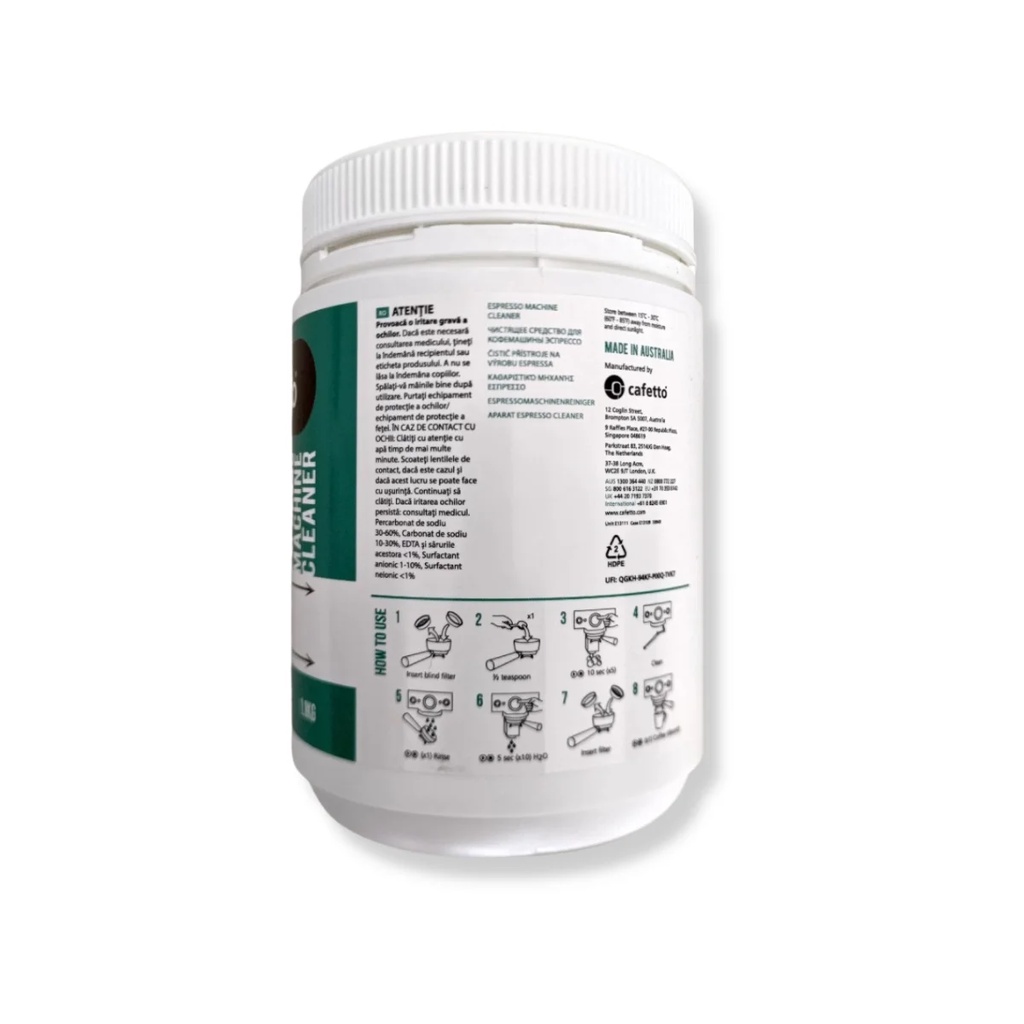 Cafetto - Cleaning powder – Bột vệ sinh máy pha cafe espresso - Làm sạch vòi cafe, giỏ lọc - Khối lượng 1100 g