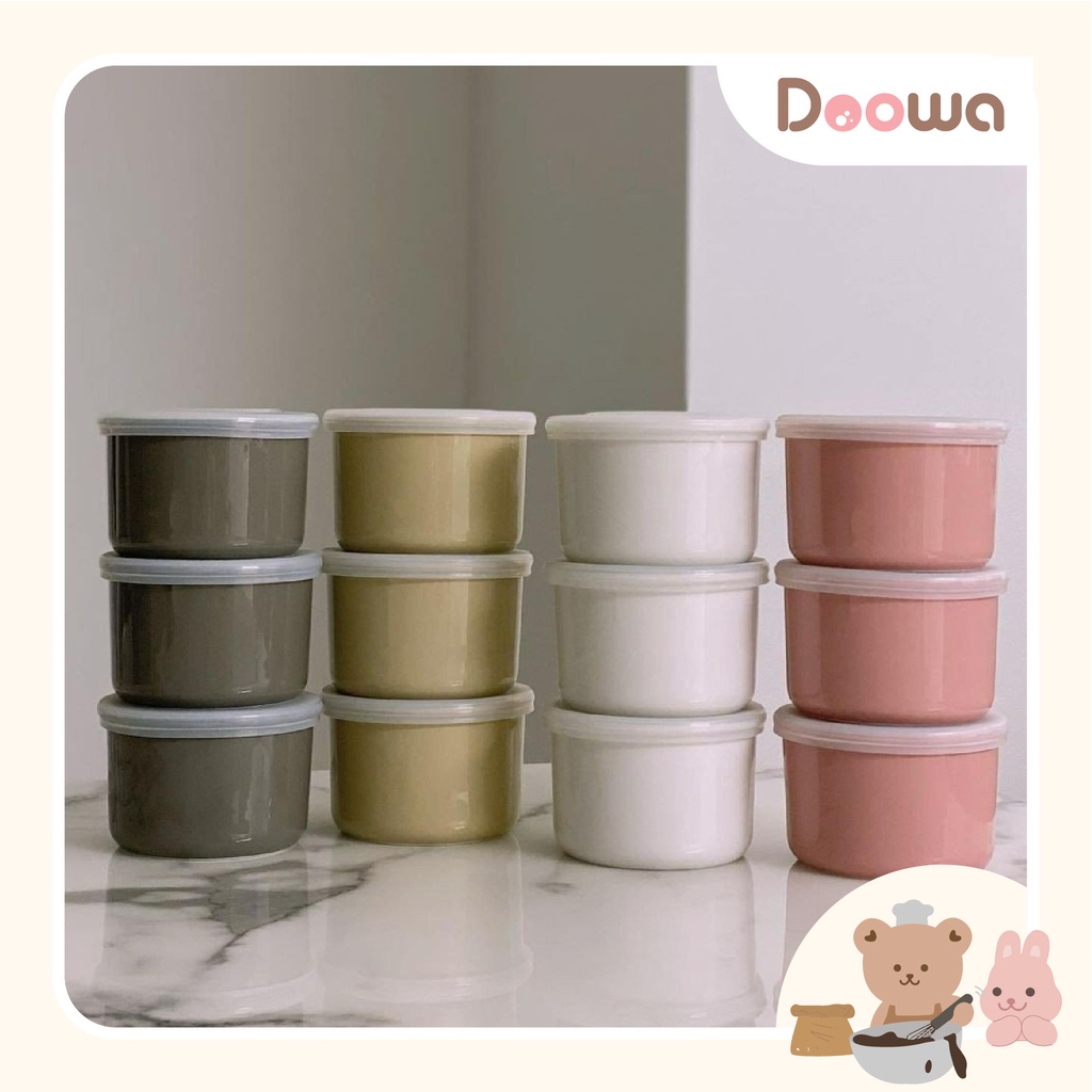 Hũ sứ đựng thức ăn Modui Bluemama Chính hãng Hàn Quốc - Bát ăn dặm Gốm sứ cao cấp CERAMIC BOWL cho bé có nắp Silicon