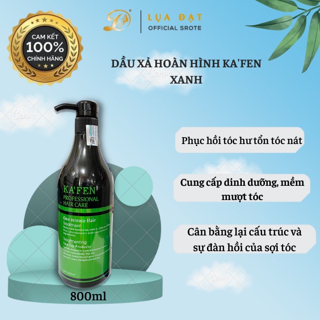 Dầu xả siêu mượt Ka’fen xanh hương nước hoa 800ml
