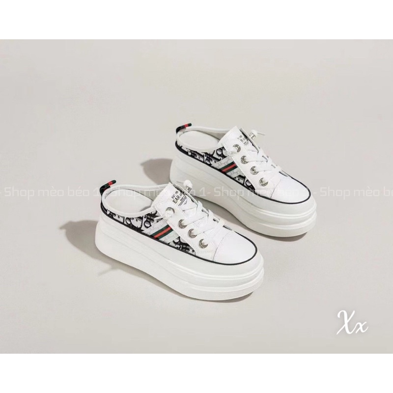 Sục thể thao cd vân chìm viền đen pha đế cao fullbox hàng quảng châu cao cấp