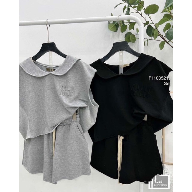 Set bộ áo croptop sát nách chữ nổi + quần short 0323