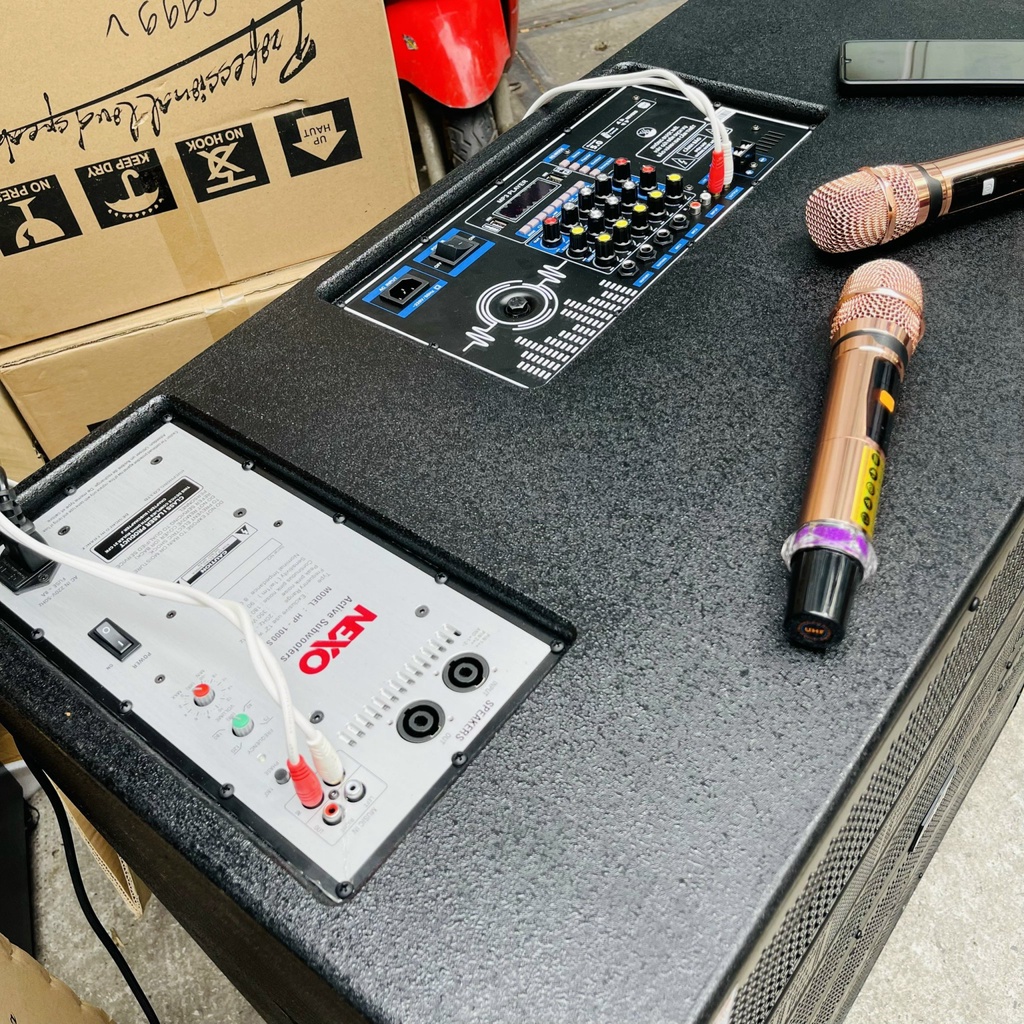 THÙNG LOA KÉO 3 BASS 40 CÓ ECHO REVERB STEREO CÓ SUB ĐIỆN HOẶC SUB BÌNH NEXO