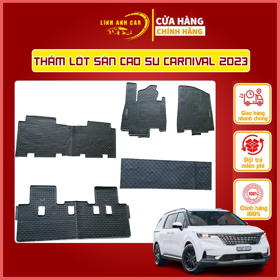 [ KIA CARNIVAL ] Thảm Sàn, Thảm Lót Sàn Cao Su Nissin Đúc Vân Tổ Ong Chuẩn Form Xe Kia Carnival 2023