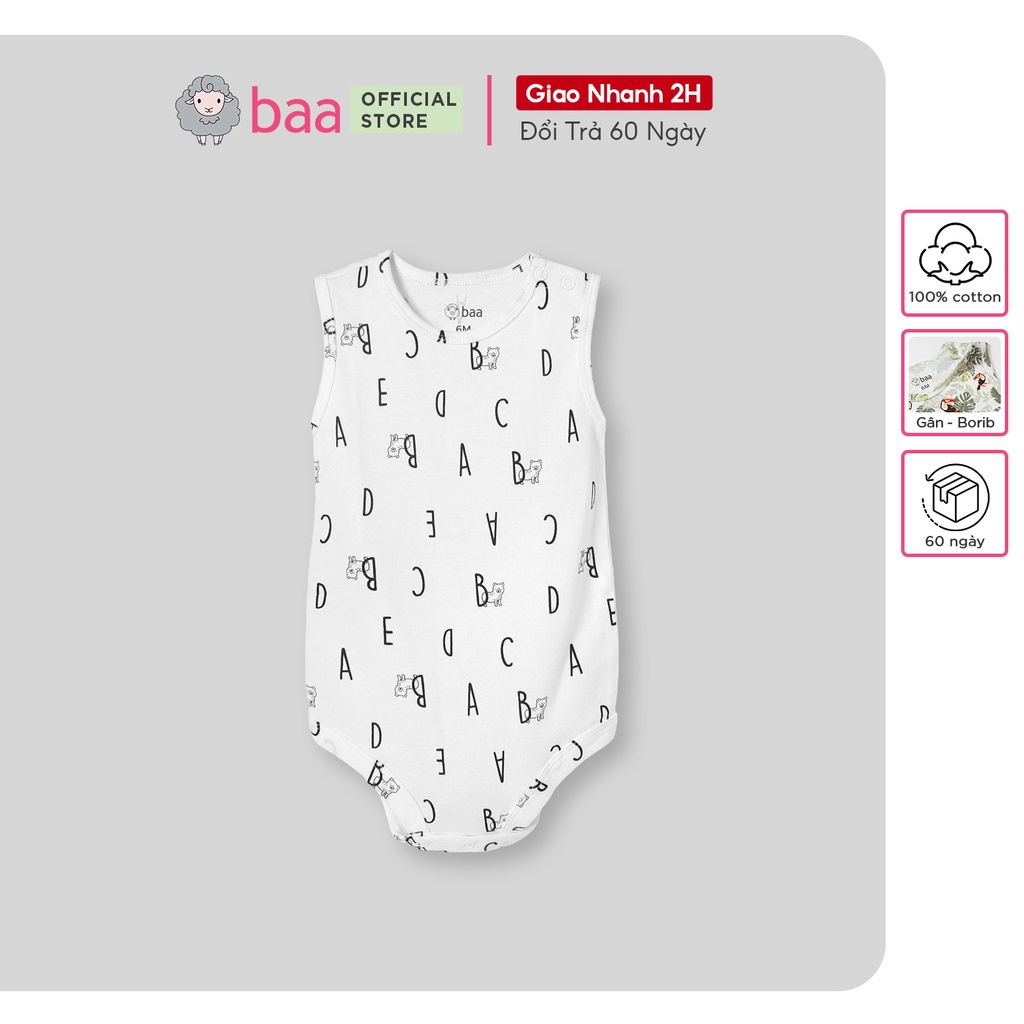 Bodysuit ba lỗ bé trai, bodychip sát nách, cộc tay cho bé sơ sinh từ 0 - 12 tháng - B-BN-BD06C-02