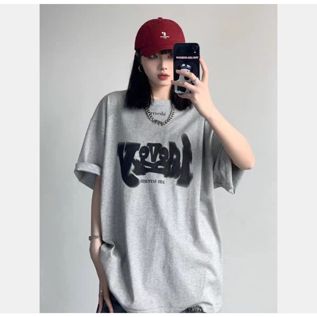 Áo thun, phông nam hàn quốc cao cấp dáng rộng tay lỡ t-shirt delivery màu xám