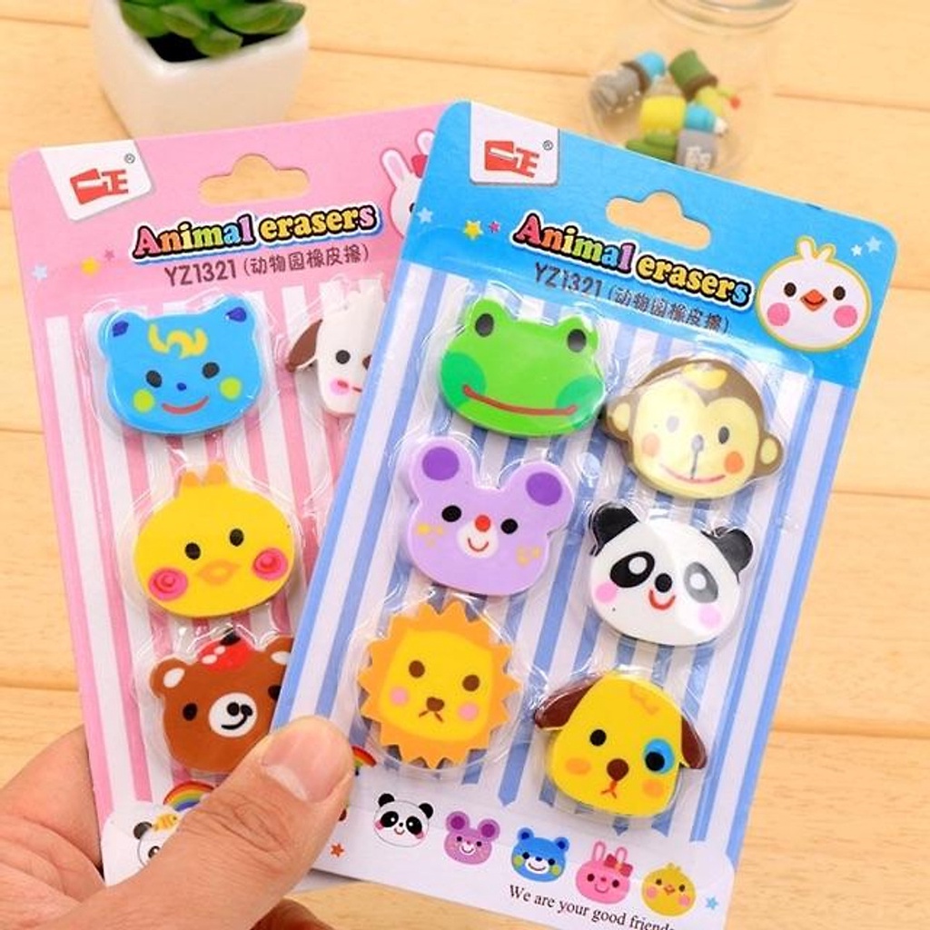 Combo 6 cục tẩy theo các chủ đề khác nhau siêu cute, Gôm tẩy đáng yêu, tẩy bút chì đáng yêu