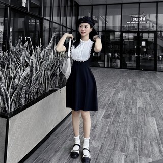 Váy tiểu thư chất chéo Hàn co dãn nhẹ có cả bigsize