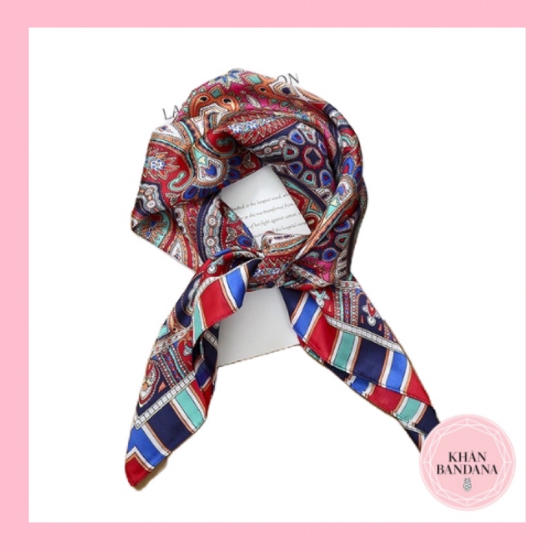 Khăn bandana lụa hoa văn thổ cẩm nhiều màu - khanbandanahcm