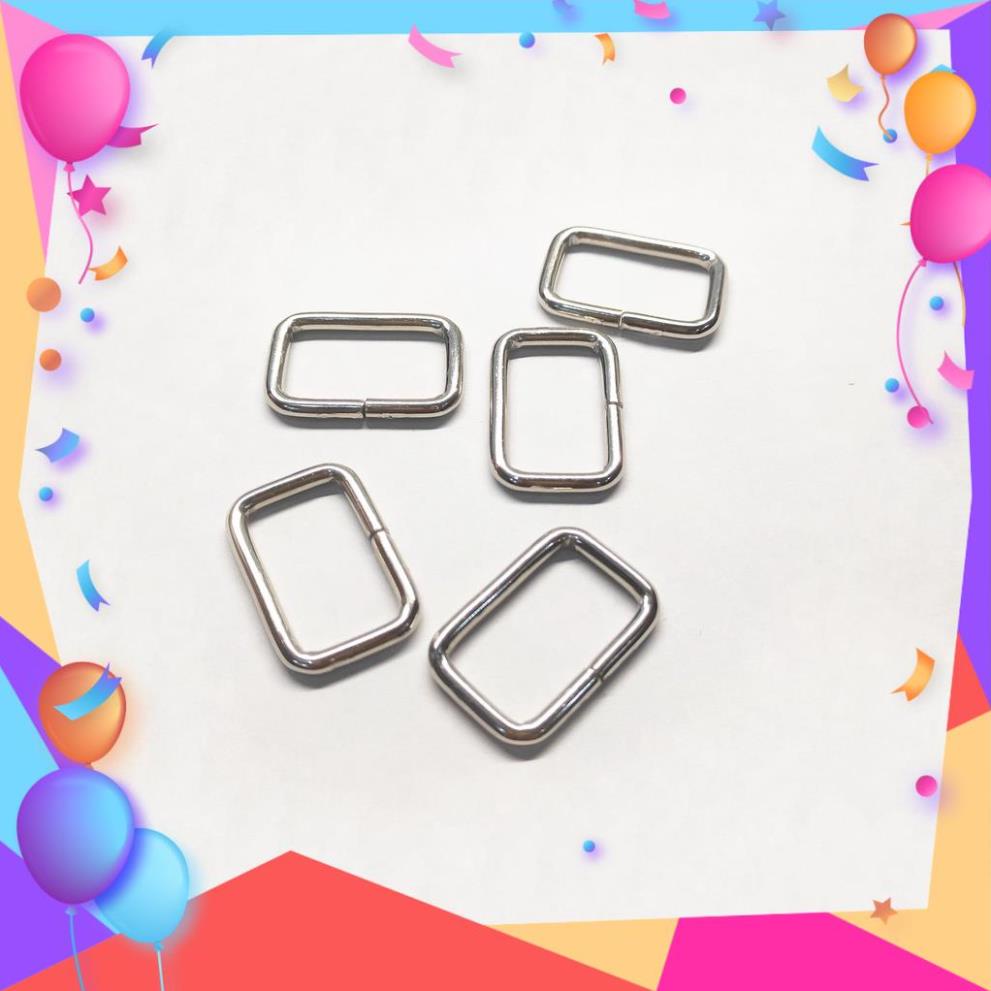 Khoen chữ nhật (5 chiếc) 2cm-2.5cm-3cm-4cm-5cm màu bạc làm phụ kiện túi xách, balô , nguồn phụ liệu may