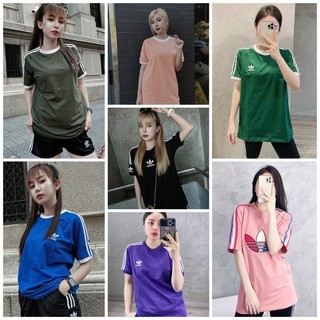 Áo Dass unisex nhiều màu 3 sọc Cổ điển logo thêu ngực CLFN 3-Stripes Tee Cambodia