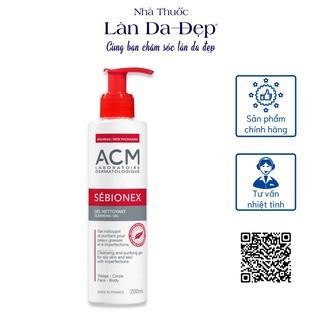 Gel rửa mặt ACM Sebionex Cleansing Gel làm sạch sâu kiềm dầu cho da dầu mụn 200ml