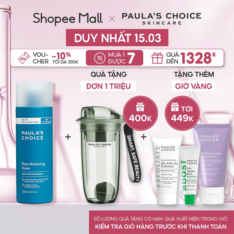 Nước hoa hồng Paula’s Choice Skin Balancing Pore Reducing Toner 190ml 1350