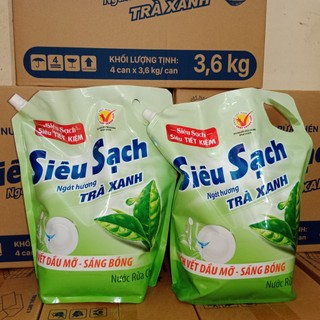 Combo 2 túi nước rửa chén lix 3.5kg siêu sạch trà xanh