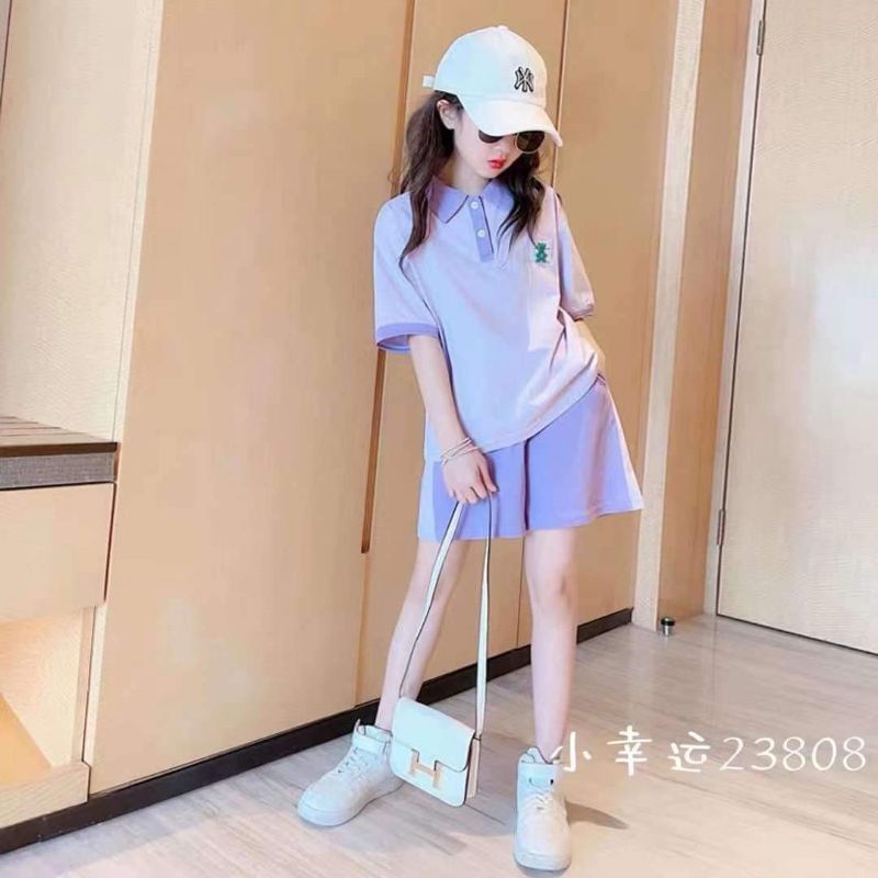 Bộ cotton cổ polo bé gái 90-170