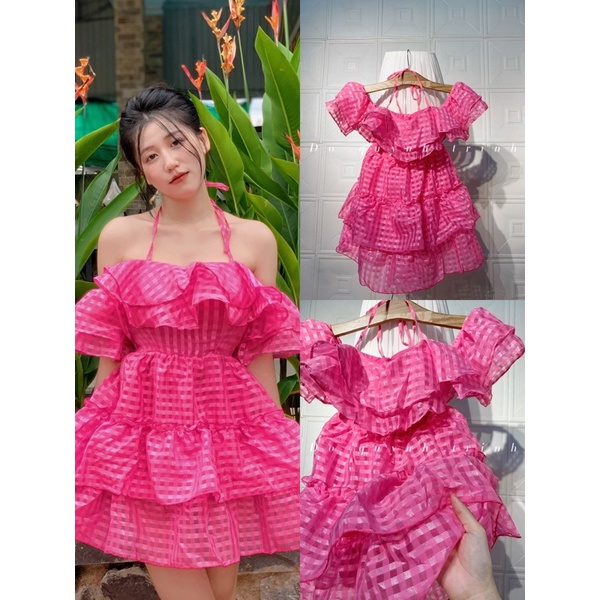 Đầm babydoll trễ vai xoè tầng TRÂM ANH BOUTIQUE - 290