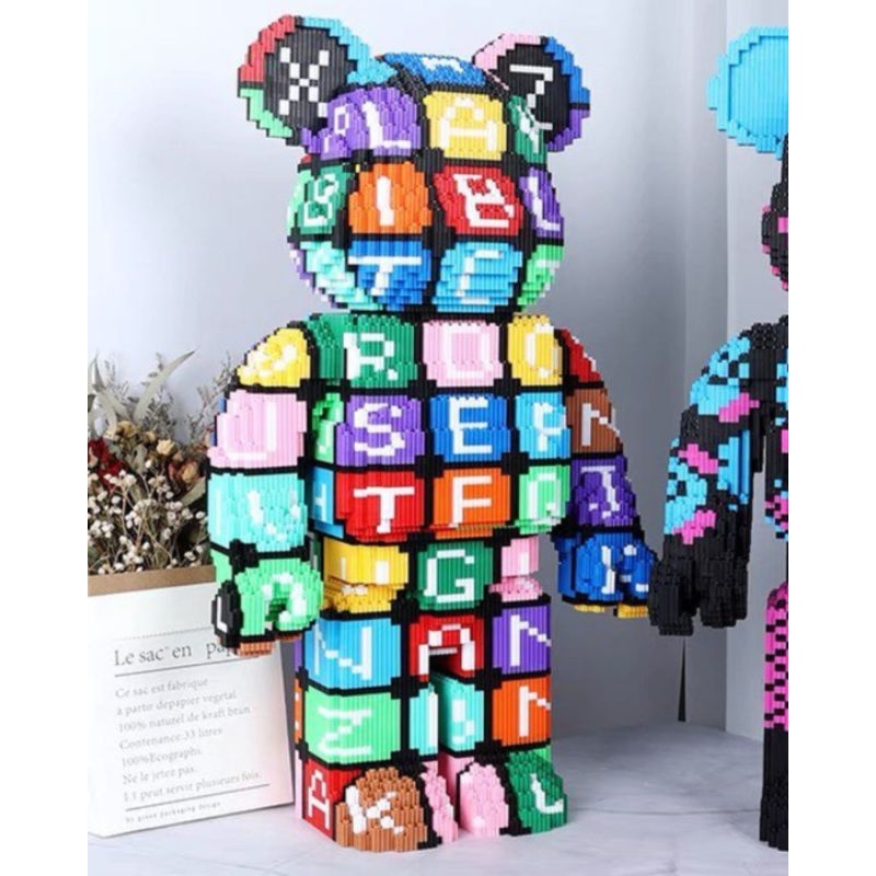 Lego 3D Bearbrick cao 35 45 55cm Ngăn Chữ  - Chú Gấu Chữ Cái - Tặng Kèm Búa - Đồ chơi lắp ráp
