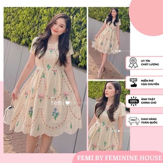 Đầm Xoè Hoa, váy hoa xinh, váy hoa diện hè, đầm hoa thêu, váy tiểu thư