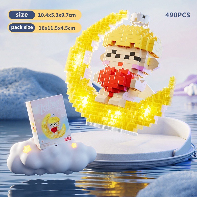 Mô Hình Lắp Ráp Lego Mini 12 Cung Hoàng Đạo Có Đèn Phát Sáng 3D Đồ Chơi Xếp Hình Chòm Sao Chiêm Tinh Zodiac