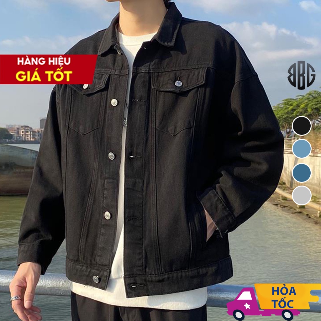 Áo Khoác jean nam nữ Form Rộng, áo khoác bò Unisex Màu Xanh Đen size SML BBG Store