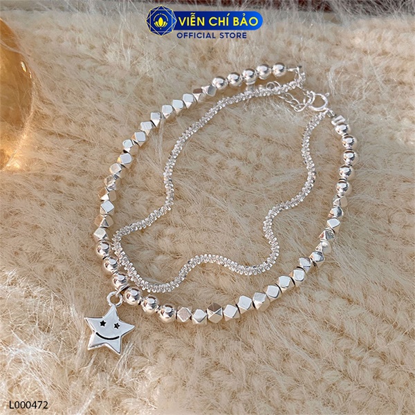 Lắc tay bạc nữ bi óng ánh 2 dây charm sao chất liệu bạc 925 thời trang phụ kiện trang sức Viễn Chí Bảo L000472