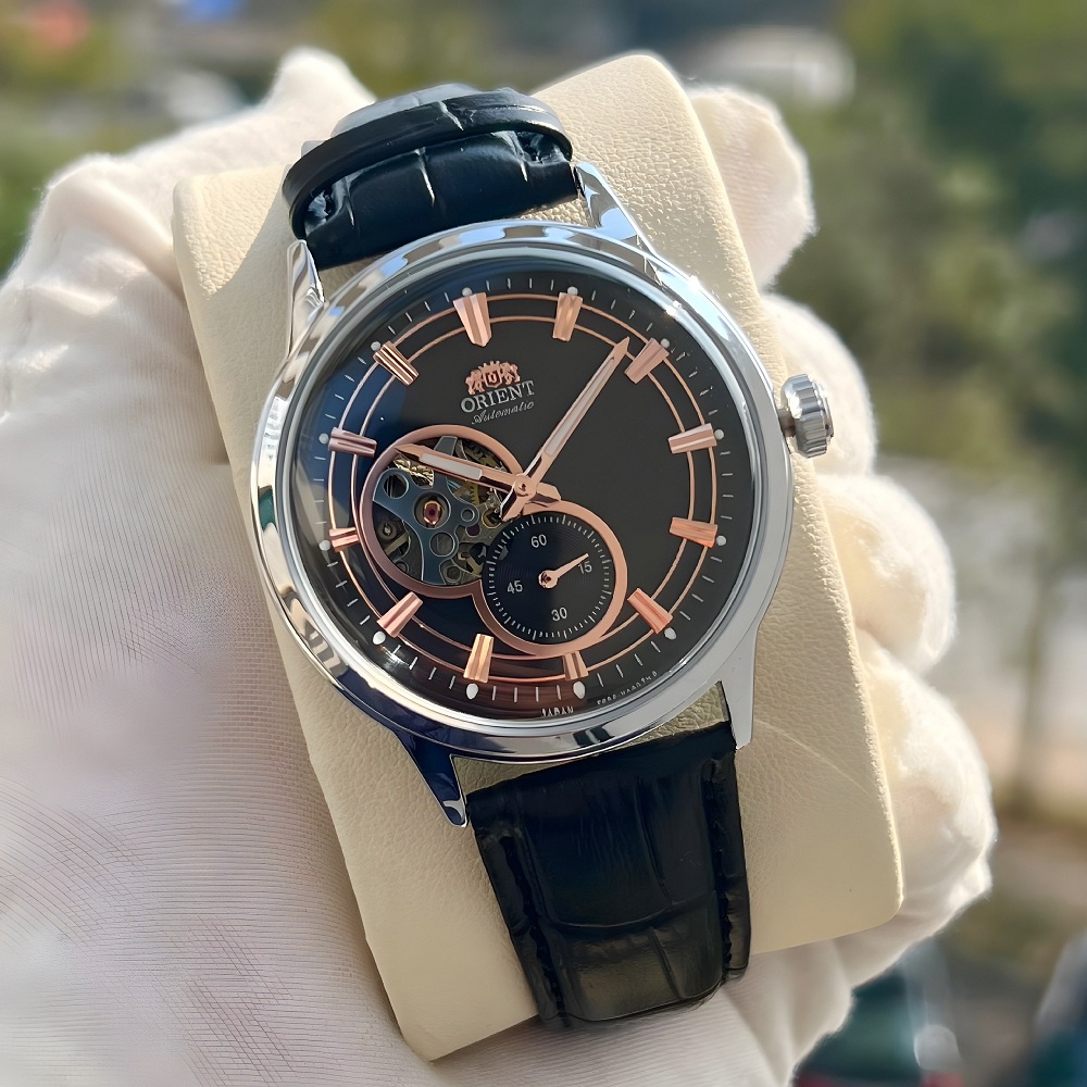 Đồng hồ nam Orient automatic dây da máy cơ nhật