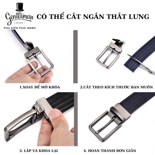 Thắt Lưng Nam Mặt Xoay Chiều Nâu Đen Dây Da Thật Phong Cách Sang Trọng