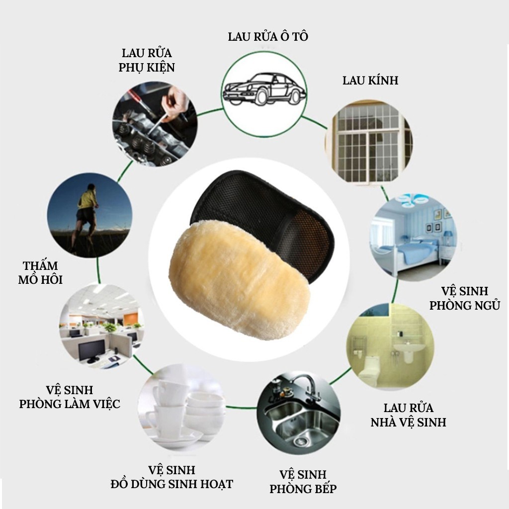 Bao tay rửa xe ô tô không gây trầy xước sơn găng tay lông cừu cọ rửa xe máy loại dày, mềm, thấm hút nước Nhật Bản Mart