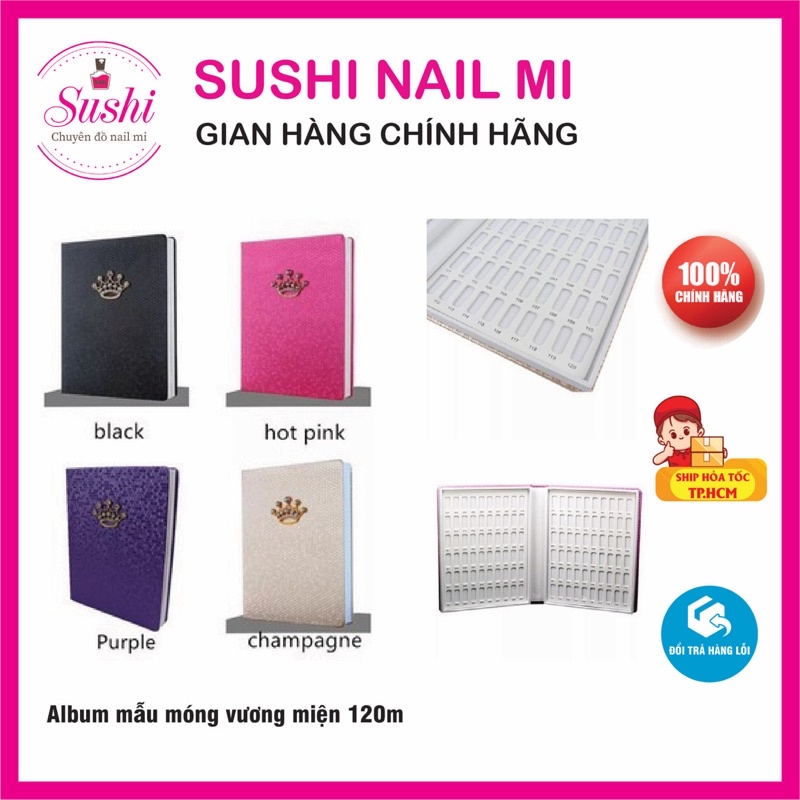 Sổ móng vương miện 120 màu, album trưng màu móng - Sushi nail mi